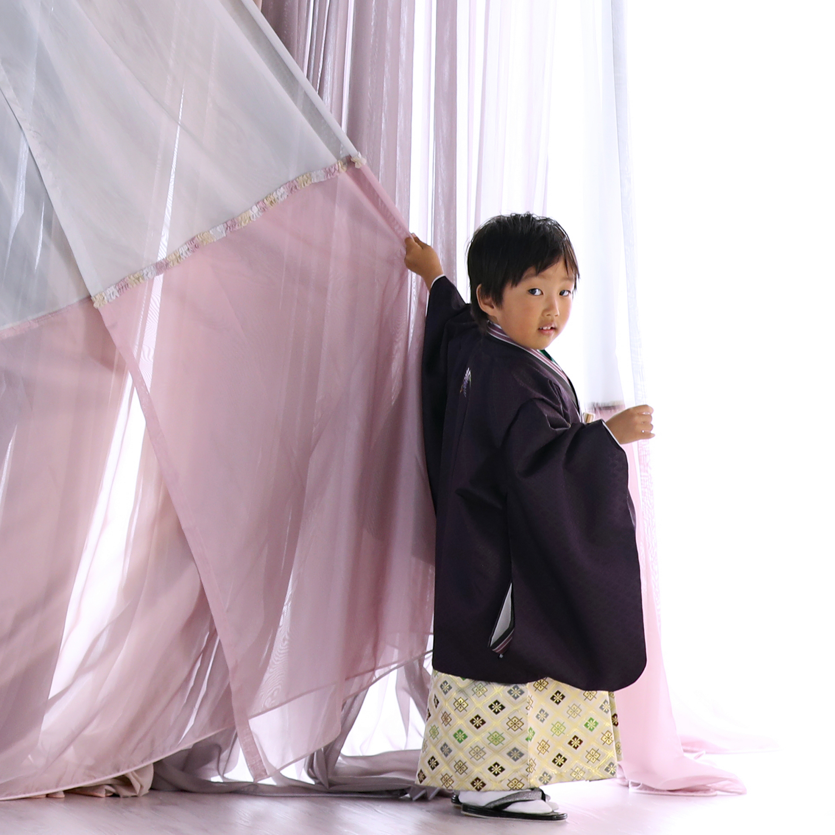 お客様ご着用写真。襦袢、袴、草履はレンタル品と異なります。