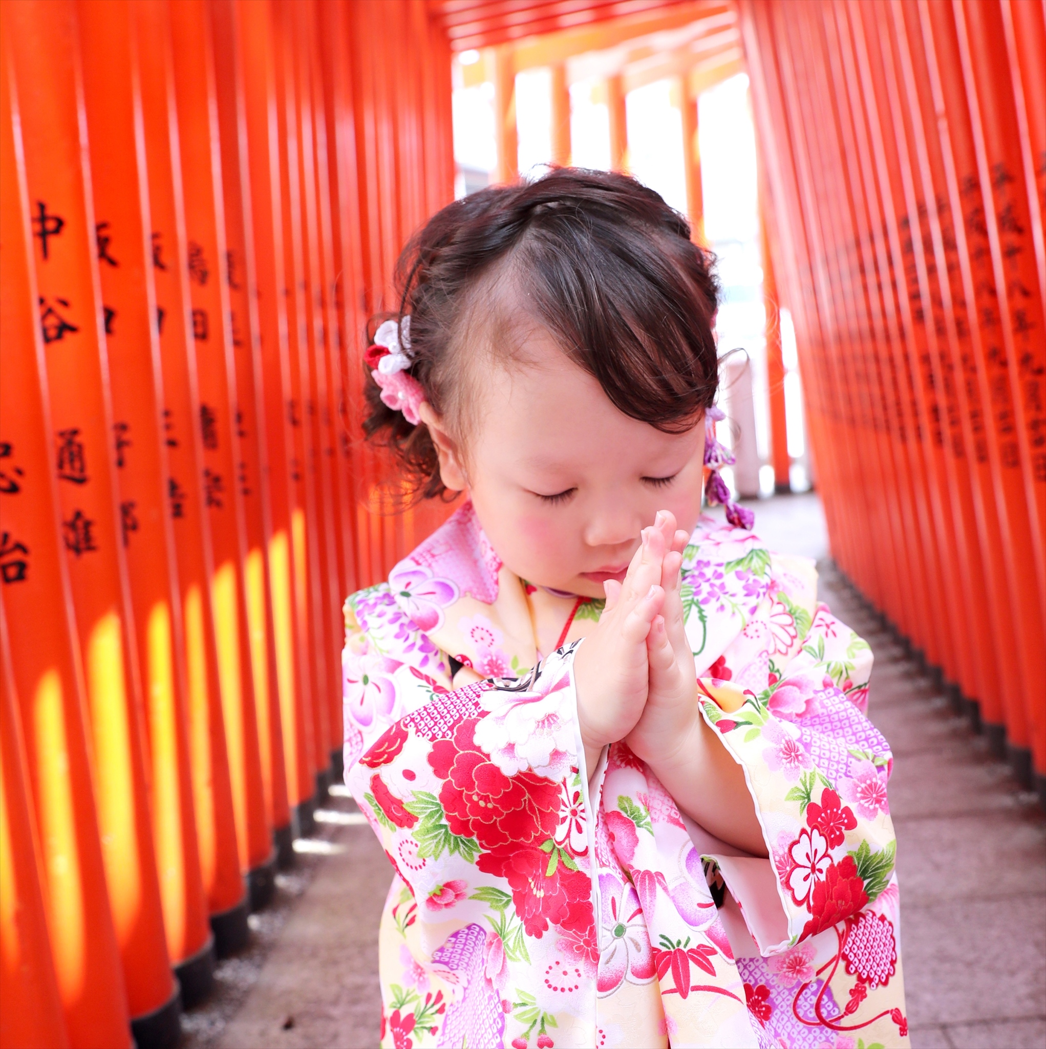 お客様ご着用写真。襦袢や髪飾り、草履などはレンタル品と異なります。